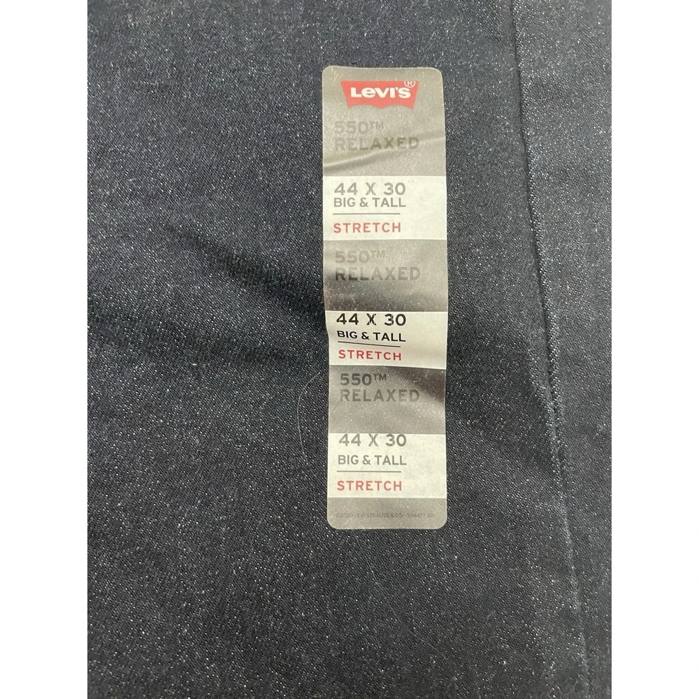 NEW Levis 550 Relaxed Stretch Tapered Jeans Mens 44x30 Blue Big & Tall Dark Wash